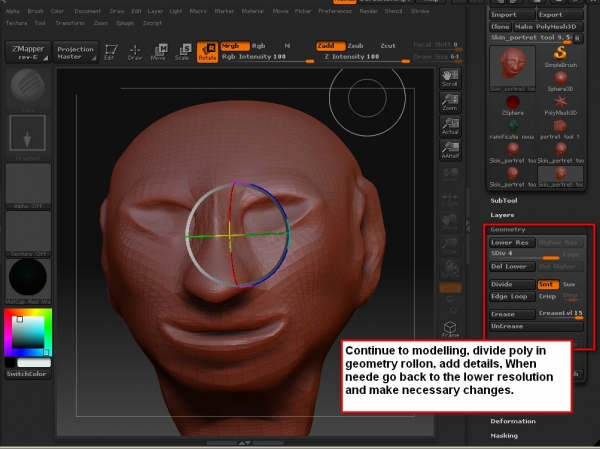 Creation of Clay draft of a human head: Step 6